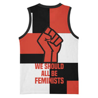 Chimamanda Ngozi Adichie Basketball Jersey with Bold Red Portrait, We Should All Be Feminists Quote - Wonder Print Shop