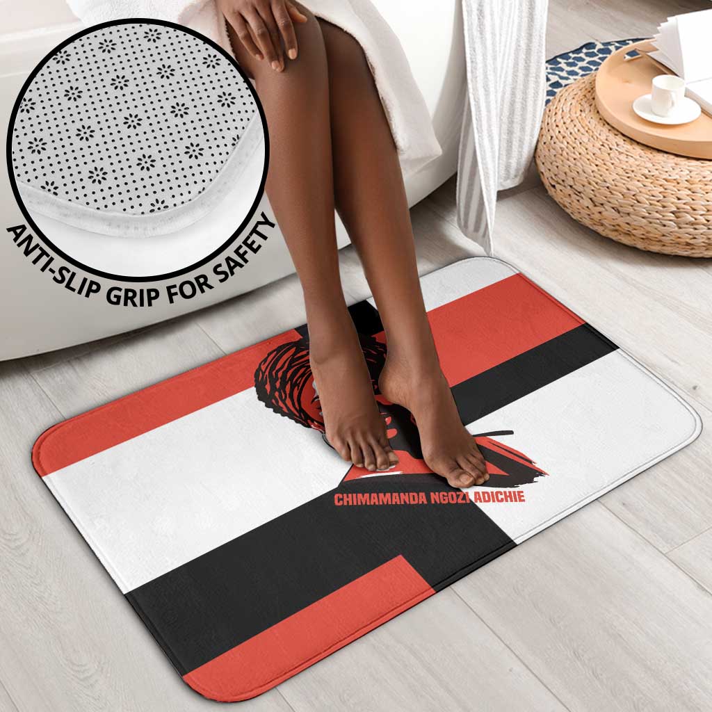Chimamanda Ngozi Adichie Bathroom Set with Bold Red Portrait, We Should All Be Feminists Quote - Wonder Print Shop