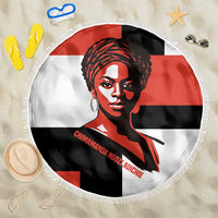 Chimamanda Ngozi Adichie Beach Blanket with Bold Red Portrait, We Should All Be Feminists Quote - Wonder Print Shop