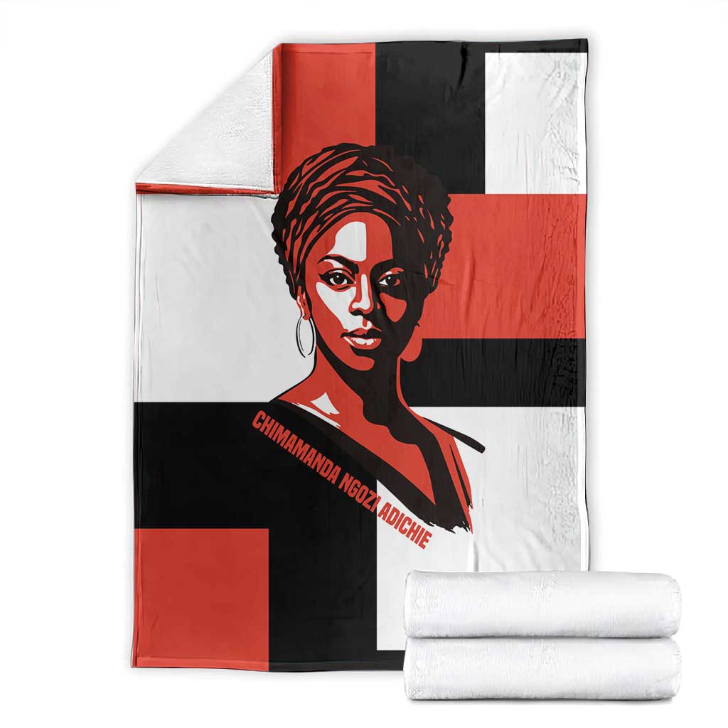 Chimamanda Ngozi Adichie Blanket with Bold Red Portrait, We Should All Be Feminists Quote - Wonder Print Shop