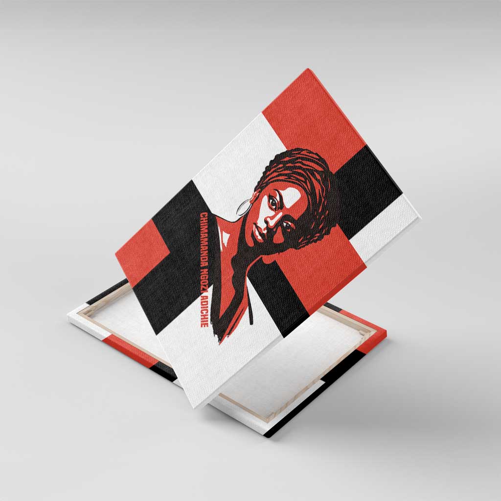 Chimamanda Ngozi Adichie Canvas Wall Art with Bold Red Portrait, We Should All Be Feminists Quote - Wonder Print Shop