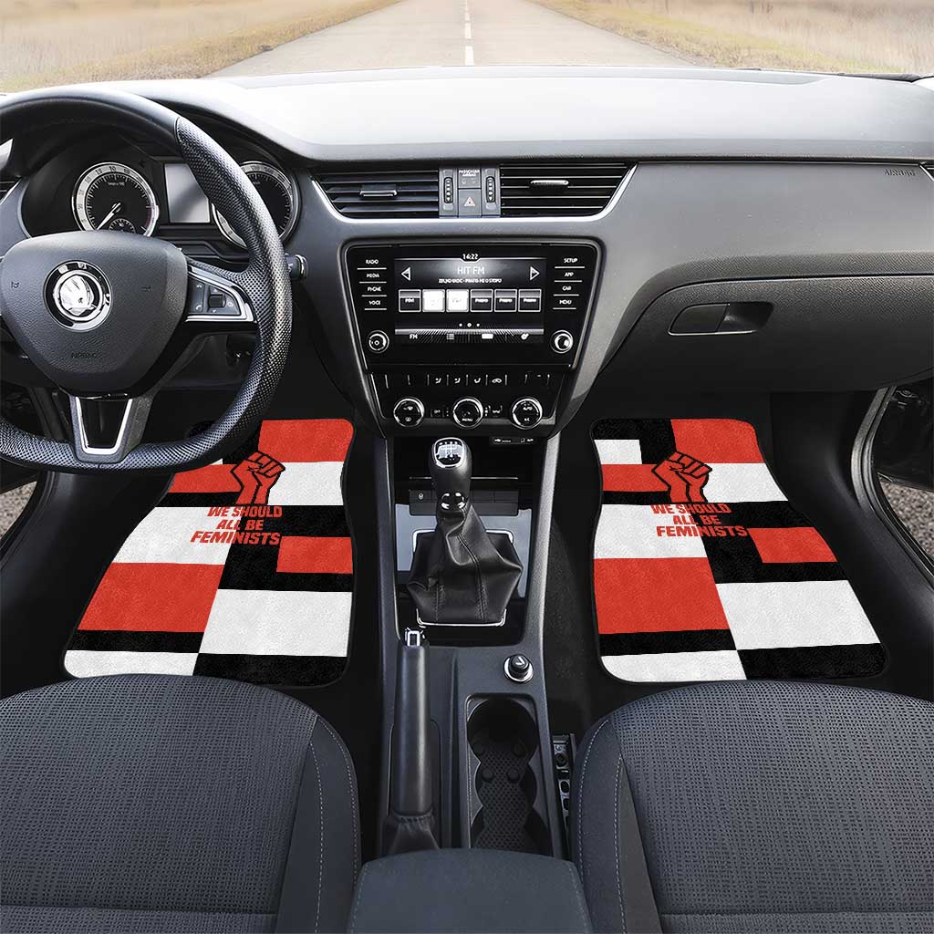 Chimamanda Ngozi Adichie Car Mats with Bold Red Portrait, We Should All Be Feminists Quote - Wonder Print Shop