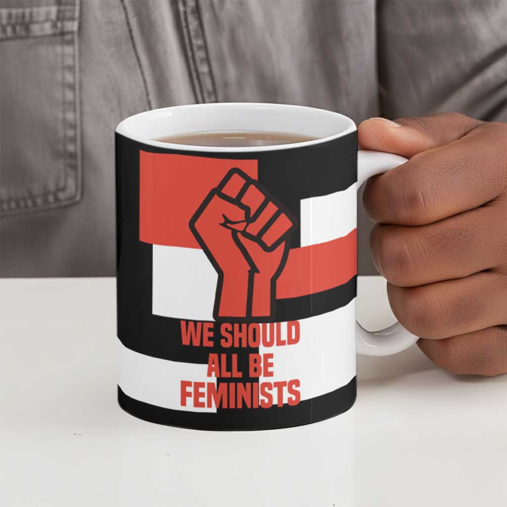 Chimamanda Ngozi Adichie Ceramic Mug with Bold Red Portrait, We Should All Be Feminists Quote - Wonder Print Shop