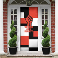 Chimamanda Ngozi Adichie Door Cover with Bold Red Portrait, We Should All Be Feminists Quote - Wonder Print Shop