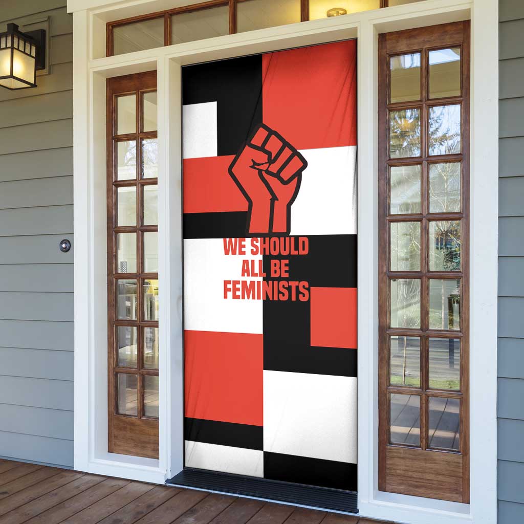 Chimamanda Ngozi Adichie Door Cover with Bold Red Portrait, We Should All Be Feminists Quote - Wonder Print Shop