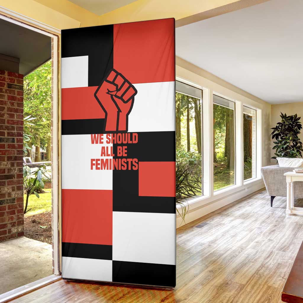 Chimamanda Ngozi Adichie Door Cover with Bold Red Portrait, We Should All Be Feminists Quote - Wonder Print Shop