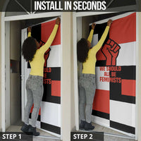 Chimamanda Ngozi Adichie Door Cover with Bold Red Portrait, We Should All Be Feminists Quote - Wonder Print Shop