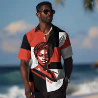 Chimamanda Ngozi Adichie Hawaiian Shirt with Bold Red Portrait, We Should All Be Feminists Quote - Wonder Print Shop