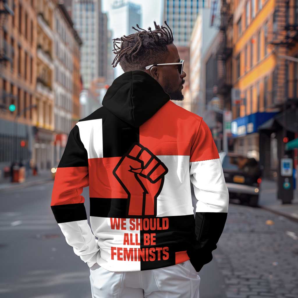 Chimamanda Ngozi Adichie Hoodie with Bold Red Portrait, We Should All Be Feminists Quote - Wonder Print Shop