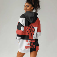 Chimamanda Ngozi Adichie Hoodie Dress with Bold Red Portrait, We Should All Be Feminists Quote - Wonder Print Shop