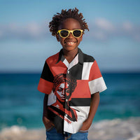Chimamanda Ngozi Adichie Kid Hawaiian Shirt with Bold Red Portrait, We Should All Be Feminists Quote - Wonder Print Shop