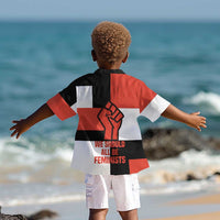 Chimamanda Ngozi Adichie Kid Hawaiian Shirt with Bold Red Portrait, We Should All Be Feminists Quote - Wonder Print Shop