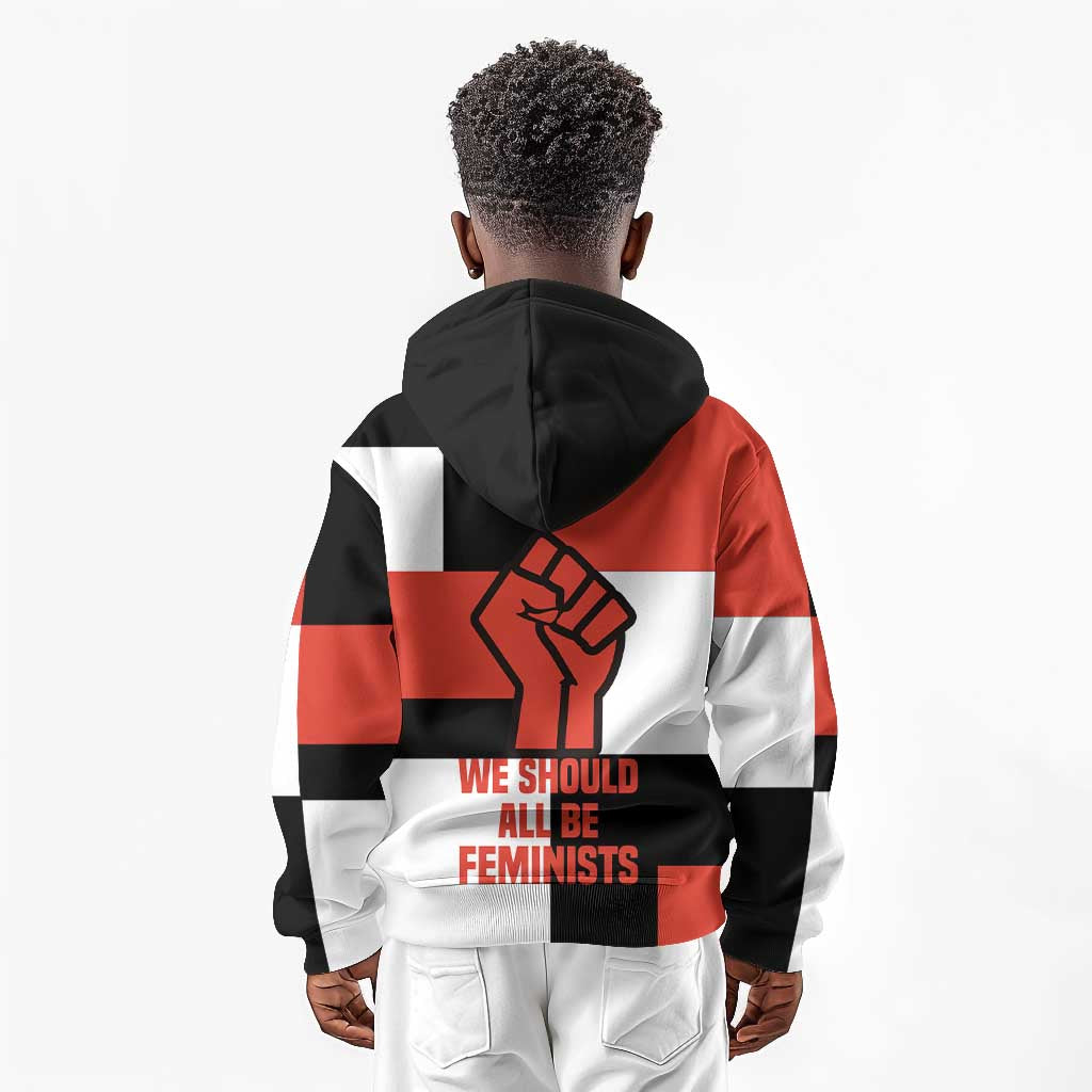Chimamanda Ngozi Adichie Kid Hoodie with Bold Red Portrait, We Should All Be Feminists Quote - Wonder Print Shop