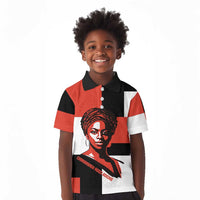 Chimamanda Ngozi Adichie Kid Polo Shirt with Bold Red Portrait, We Should All Be Feminists Quote - Wonder Print Shop
