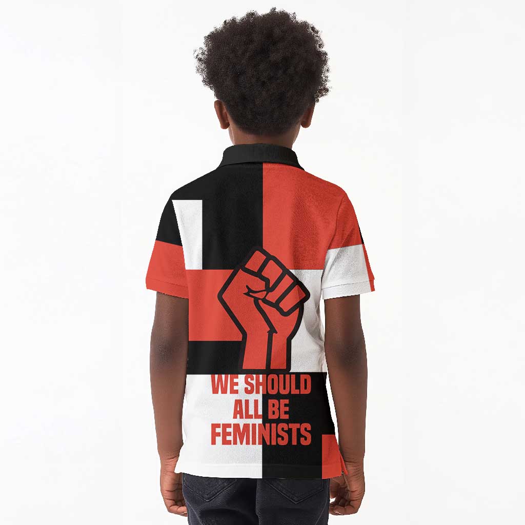 Chimamanda Ngozi Adichie Kid Polo Shirt with Bold Red Portrait, We Should All Be Feminists Quote - Wonder Print Shop