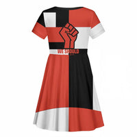 Chimamanda Ngozi Adichie Kid Short Sleeve Dress with Bold Red Portrait, We Should All Be Feminists Quote - Wonder Print Shop