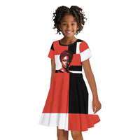 Chimamanda Ngozi Adichie Kid Short Sleeve Dress with Bold Red Portrait, We Should All Be Feminists Quote - Wonder Print Shop