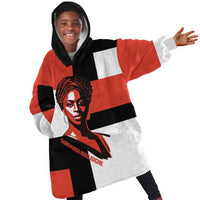 Chimamanda Ngozi Adichie Kid Wearable Blanket Hoodie with Bold Red Portrait, We Should All Be Feminists Quote - Wonder Print Shop