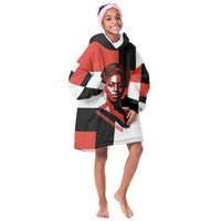 Chimamanda Ngozi Adichie Kid Wearable Blanket Hoodie with Bold Red Portrait, We Should All Be Feminists Quote - Wonder Print Shop