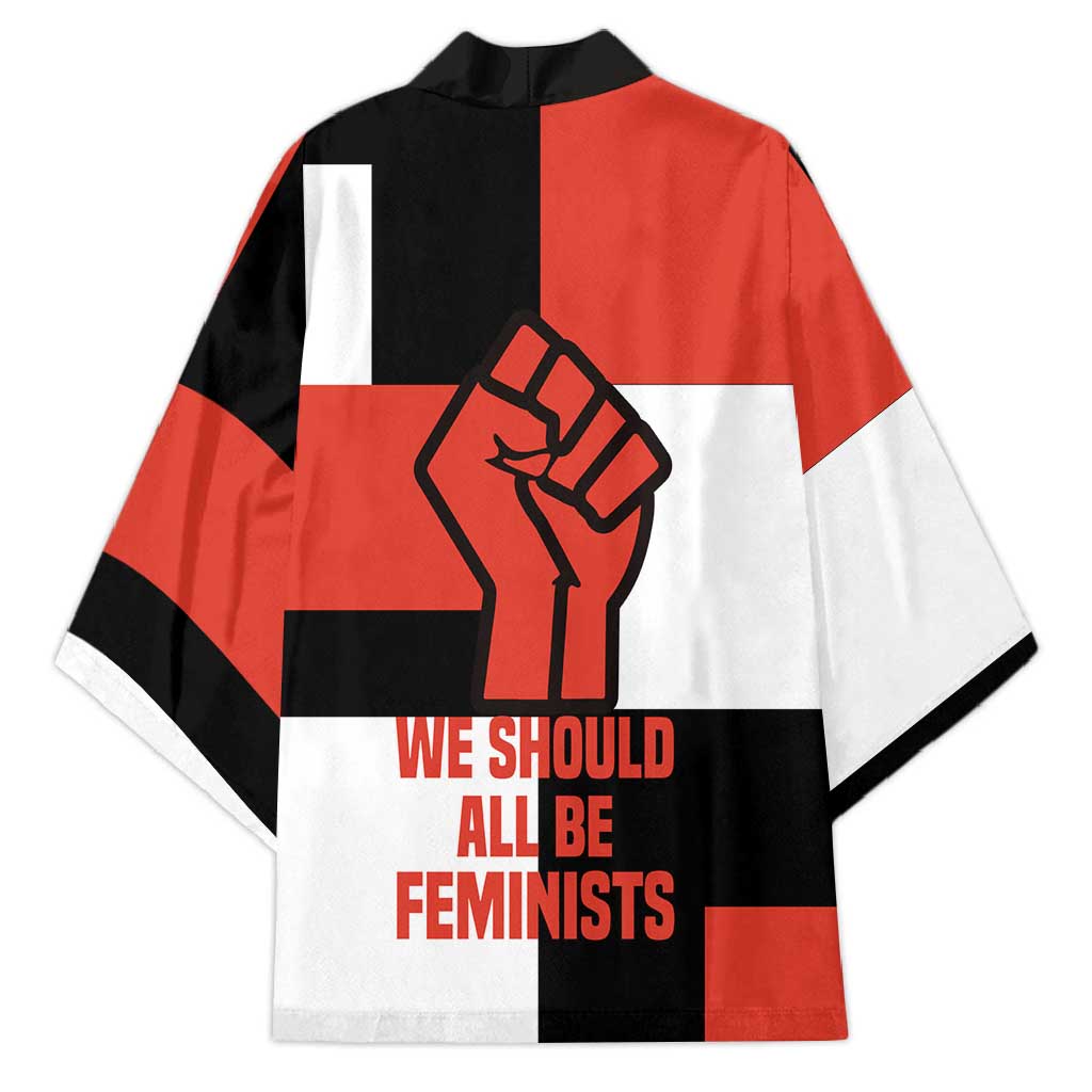 Chimamanda Ngozi Adichie Kimono with Bold Red Portrait, We Should All Be Feminists Quote - Wonder Print Shop