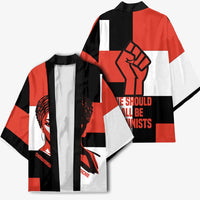 Chimamanda Ngozi Adichie Kimono with Bold Red Portrait, We Should All Be Feminists Quote - Wonder Print Shop
