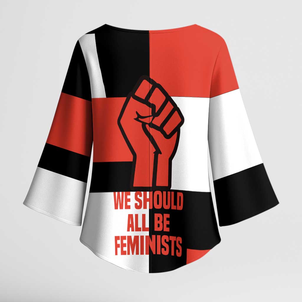 Chimamanda Ngozi Adichie Kimono Sleeve Blouse with Bold Red Portrait, We Should All Be Feminists Quote - Wonder Print Shop
