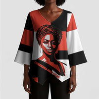 Chimamanda Ngozi Adichie Kimono Sleeve Blouse with Bold Red Portrait, We Should All Be Feminists Quote - Wonder Print Shop