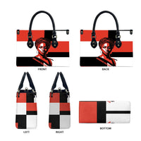 Chimamanda Ngozi Adichie Leather Bag with Bold Red Portrait, We Should All Be Feminists Quote - Wonder Print Shop