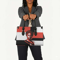 Chimamanda Ngozi Adichie Leather Bag with Bold Red Portrait, We Should All Be Feminists Quote - Wonder Print Shop