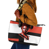 Chimamanda Ngozi Adichie Leather Tote Bag with Bold Red Portrait, We Should All Be Feminists Quote - Wonder Print Shop