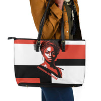 Chimamanda Ngozi Adichie Leather Tote Bag with Bold Red Portrait, We Should All Be Feminists Quote - Wonder Print Shop