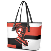Chimamanda Ngozi Adichie Leather Tote Bag with Bold Red Portrait, We Should All Be Feminists Quote - Wonder Print Shop