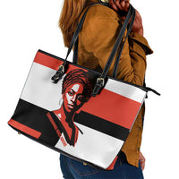 Chimamanda Ngozi Adichie Leather Tote Bag with Bold Red Portrait, We Should All Be Feminists Quote - Wonder Print Shop