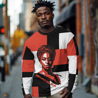 Chimamanda Ngozi Adichie Long Sleeve Shirt with Bold Red Portrait, We Should All Be Feminists Quote - Wonder Print Shop