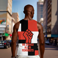 Chimamanda Ngozi Adichie Men Tank Top with Bold Red Portrait, We Should All Be Feminists Quote - Wonder Print Shop