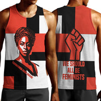 Chimamanda Ngozi Adichie Men Tank Top with Bold Red Portrait, We Should All Be Feminists Quote - Wonder Print Shop