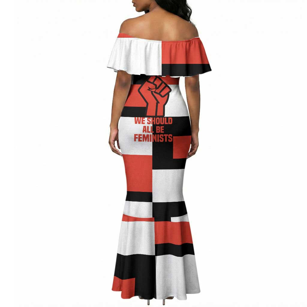 Chimamanda Ngozi Adichie Mermaid Dress with Bold Red Portrait, We Should All Be Feminists Quote - Wonder Print Shop