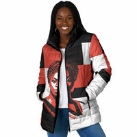 Chimamanda Ngozi Adichie Padded Jacket with Bold Red Portrait, We Should All Be Feminists Quote - Wonder Print Shop