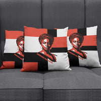 Chimamanda Ngozi Adichie Pillow Cover with Bold Red Portrait, We Should All Be Feminists Quote - Wonder Print Shop