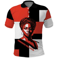 Chimamanda Ngozi Adichie Polo Shirt with Bold Red Portrait, We Should All Be Feminists Quote - Wonder Print Shop