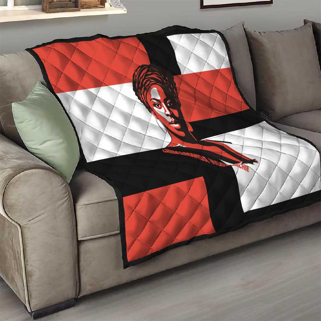 Chimamanda Ngozi Adichie Quilt with Bold Red Portrait, We Should All Be Feminists Quote - Wonder Print Shop