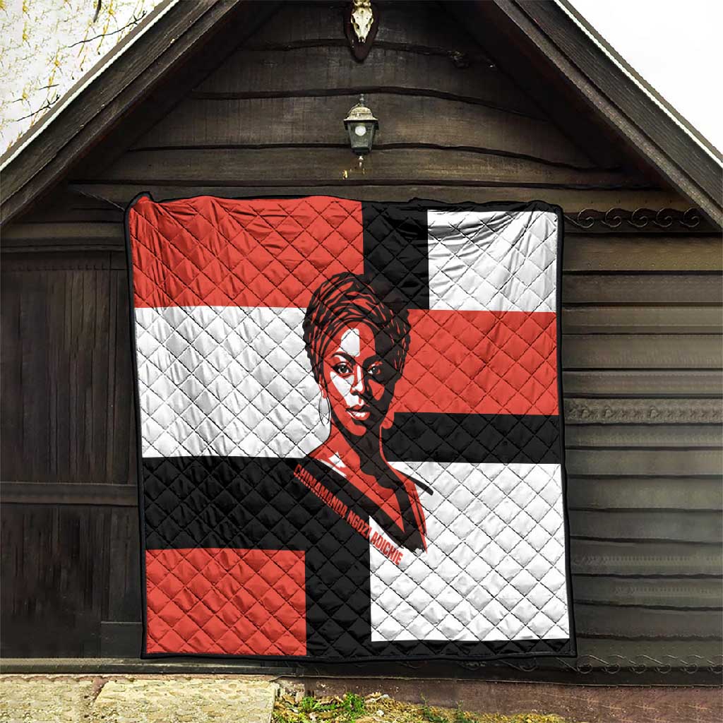 Chimamanda Ngozi Adichie Quilt with Bold Red Portrait, We Should All Be Feminists Quote - Wonder Print Shop