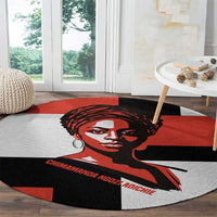 Chimamanda Ngozi Adichie Round Carpet with Bold Red Portrait, We Should All Be Feminists Quote - Wonder Print Shop