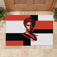 Chimamanda Ngozi Adichie Rubber Doormat with Bold Red Portrait, We Should All Be Feminists Quote - Wonder Print Shop