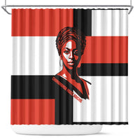 Chimamanda Ngozi Adichie Shower Curtain with Bold Red Portrait, We Should All Be Feminists Quote - Wonder Print Shop