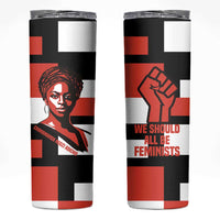 Chimamanda Ngozi Adichie Skinny Tumbler with Bold Red Portrait, We Should All Be Feminists Quote - Wonder Print Shop