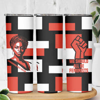 Chimamanda Ngozi Adichie Skinny Tumbler with Bold Red Portrait, We Should All Be Feminists Quote - Wonder Print Shop
