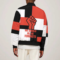 Chimamanda Ngozi Adichie Sleeve Zip Bomber Jacket with Bold Red Portrait, We Should All Be Feminists Quote - Wonder Print Shop