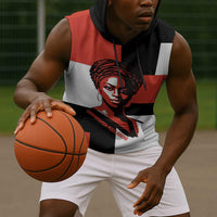 Chimamanda Ngozi Adichie Sleeveless Hoodie with Bold Red Portrait, We Should All Be Feminists Quote - Wonder Print Shop
