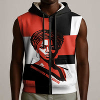 Chimamanda Ngozi Adichie Sleeveless Zip Hoodie with Bold Red Portrait, We Should All Be Feminists Quote - Wonder Print Shop